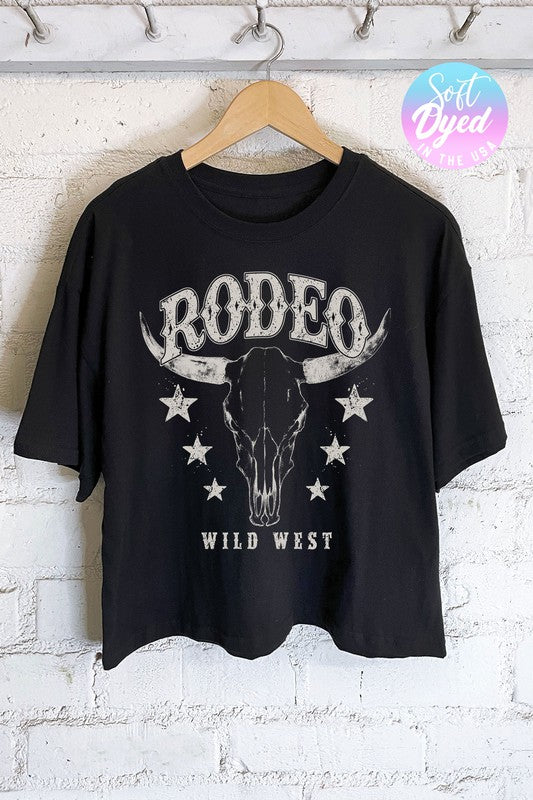 Rodeo Long Crop Tee - Black
