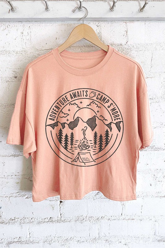 Camp S’More Long Crop Tee - Peach