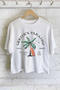 Surfers Paradise Long Crop Tee - Ivory