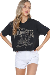 Wild + Free Longhorn Tee - Black