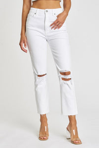 Ally Ultra High Rise Crop Jean - White Picket