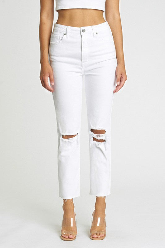 Ally Ultra High Rise Crop Jean - White Picket