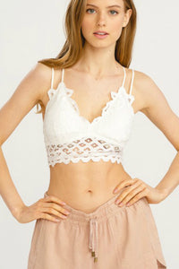 Elle Scallop Lace Bralette - White
