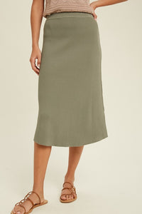 Feeling Grateful Ribbed Skirt - Sage