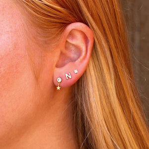 Initial + Crystal Stud Earring Set