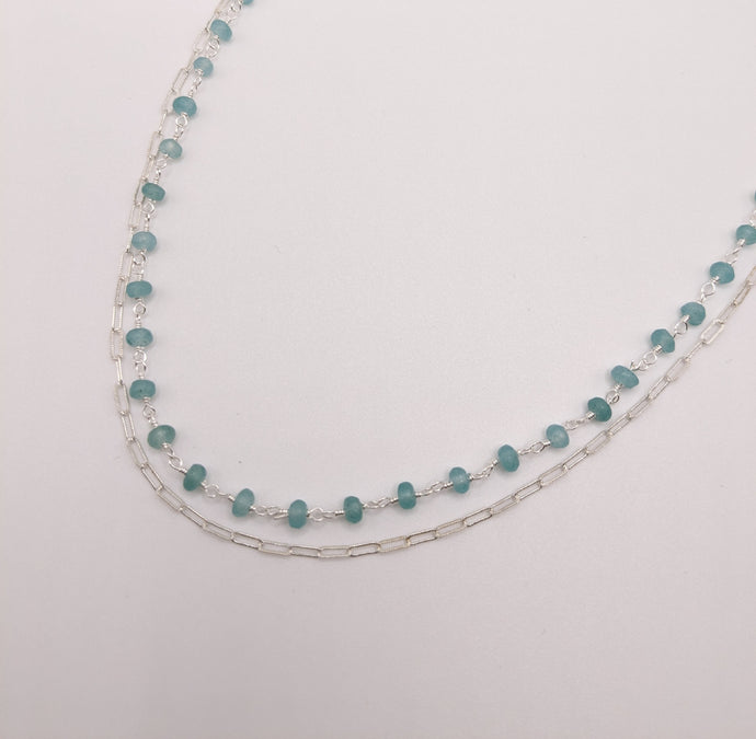 Good Karma Double Necklace - Chalcedony Silver