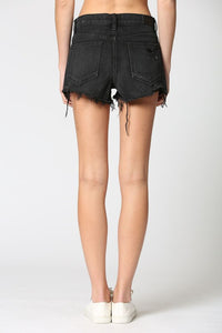 Kenzie Mid-Rise Cut Offs - Washed Black