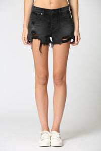 Kenzie Mid-Rise Cut Offs - Washed Black