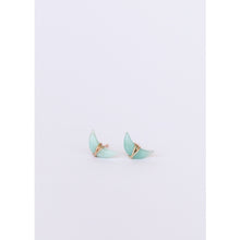 Wire Wrapped Moon Studs - Amazonite