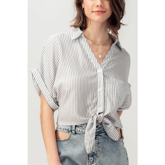 Courtney Tie Front - Charcoal