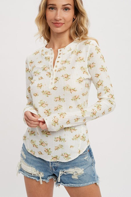 Ditzy Floral Henley - Lime