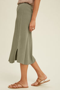 Feeling Grateful Ribbed Skirt - Sage