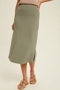 Feeling Grateful Ribbed Skirt - Sage