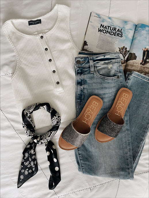 Kora Button Front Tank - Ivory