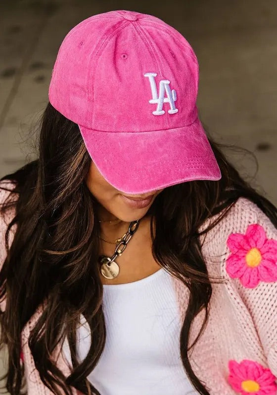 LA Baseball Cap - Fuchsia