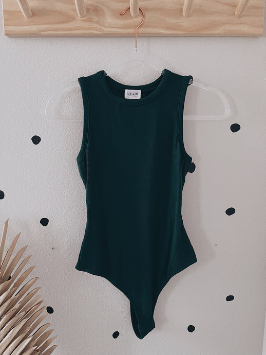 Haven Crew Neck Ribbed Bodysuit - Hunter Green