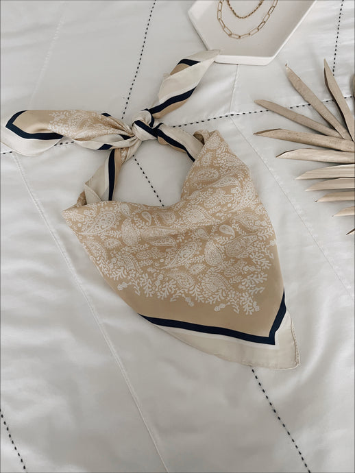 Kacey Silky Bandana Scarf - Beige