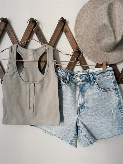 Ayla Racer Back Tank - Grey
