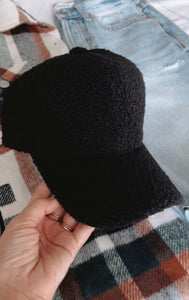 Elyse Sherpa Baseball Hat - Black