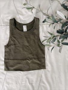 Free To Be Highneck Tank - Vintage Moss