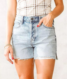 Sofie Mom Cut Offs - Denim