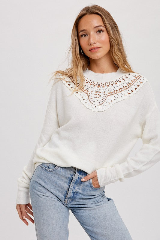 Jeanie Crochet Collar Pullover