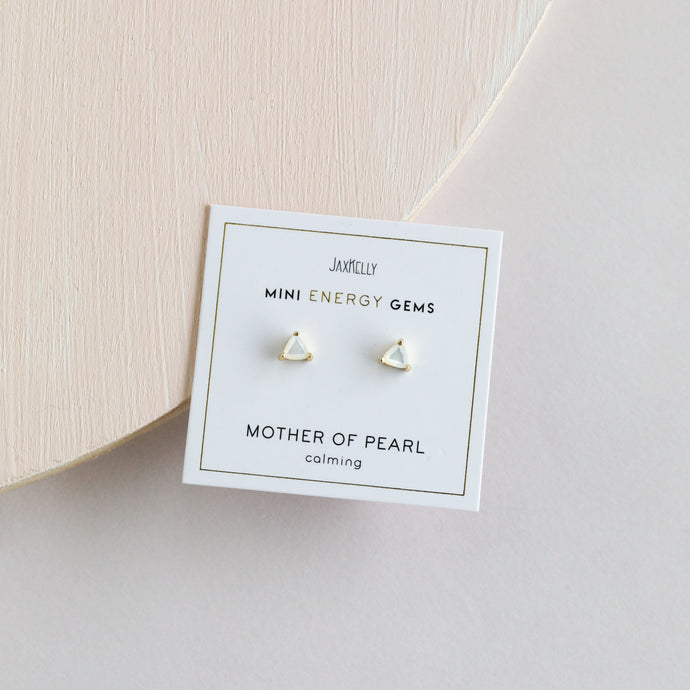 Mini Energy Gem Studs - Pearl