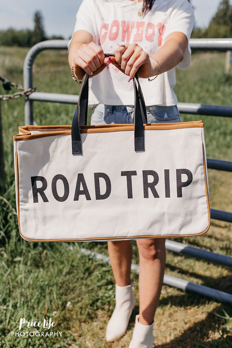 Road Trip Canvas Tote - Ivory